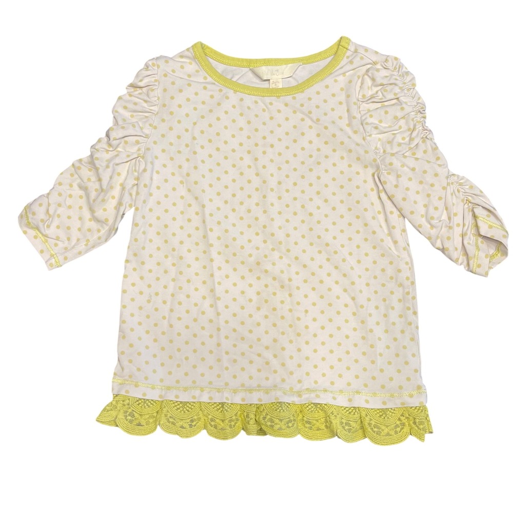 Matilda Jane Yellow Polka Dot Lace Trim Ruffle Sleeve Dress Kids Size‎ 4